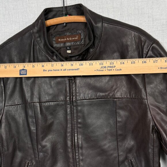 Knoles & Carter Italian Lambskin Leather Jacket Black Moto Zip Front Size XL - Picture 6 of 14